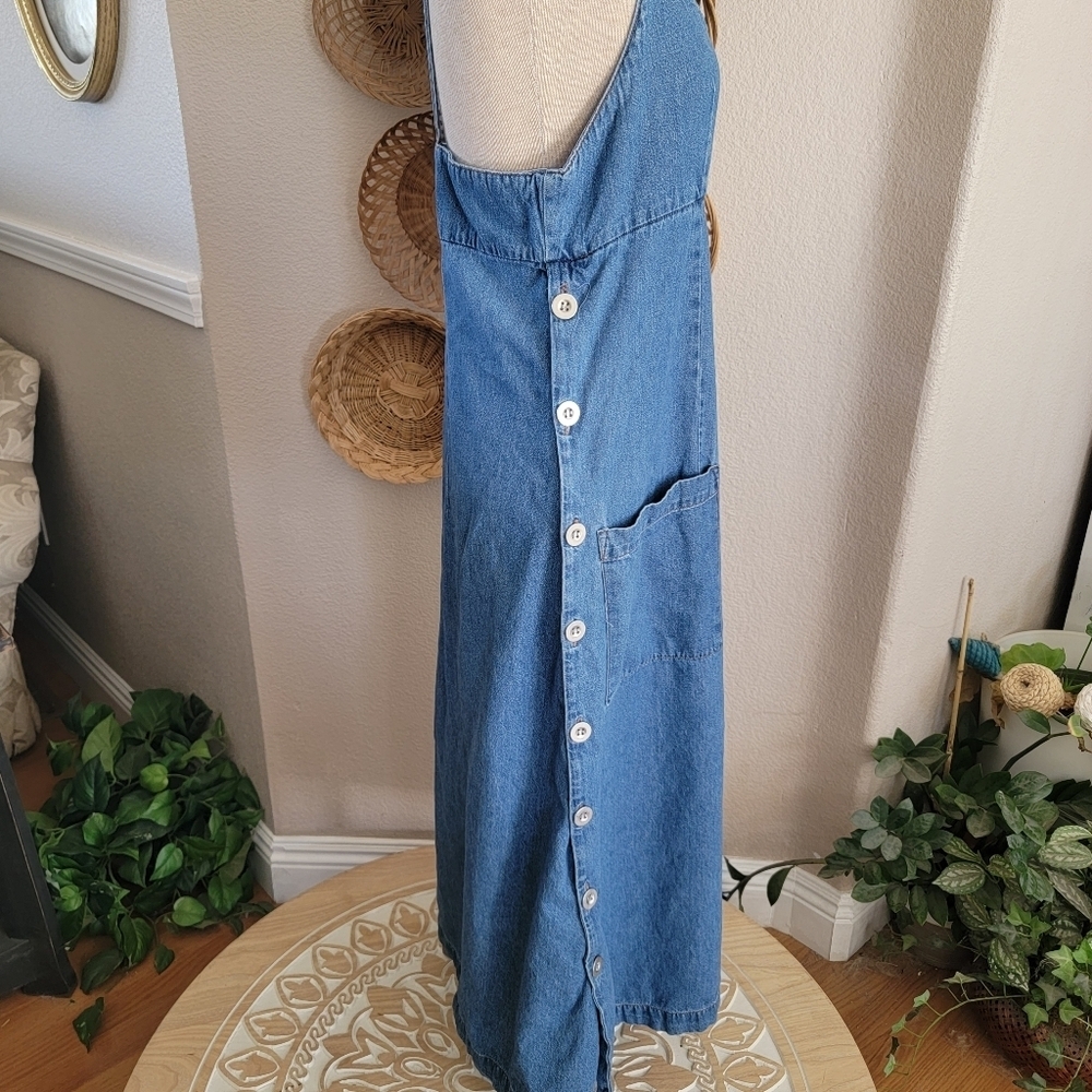 Kalifornia 90s Y2K Vintage Blue Denim Maxi Dress Sz 11/12 - Picture 6 of 8